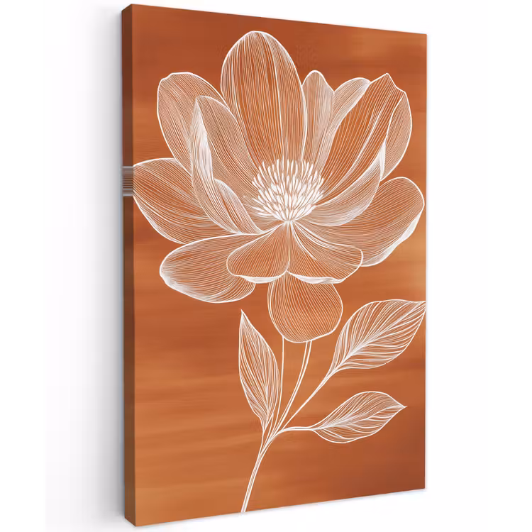 Bloem - Minimalistisch - Wit Tuinposter op houten frame 2 cm dik klein -3d