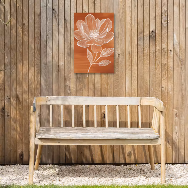 Bloem - Minimalistisch - Wit Tuinposter op houten frame 2 cm dik klein -sfeer4