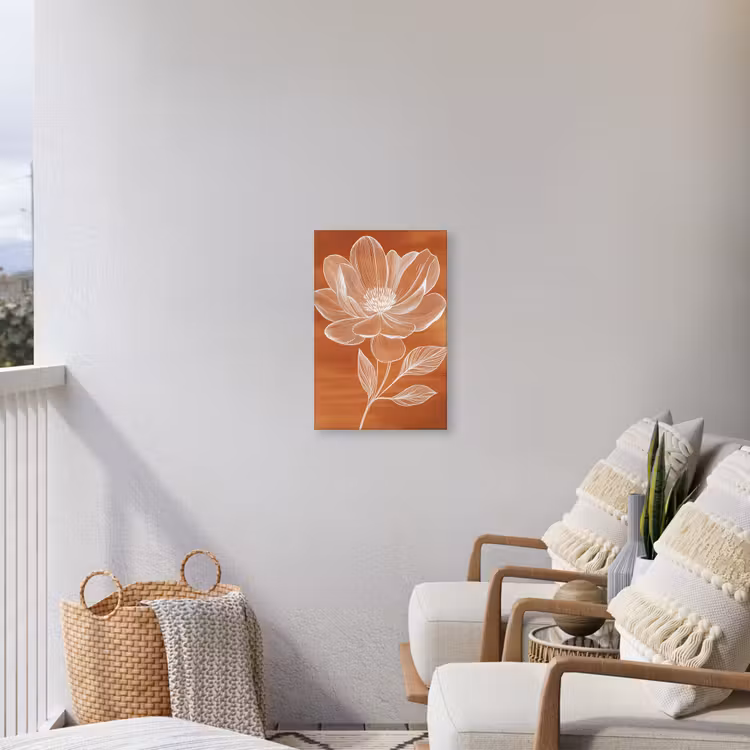 Bloem - Minimalistisch - Wit Tuinposter op houten frame 2 cm dik klein -sfeer1