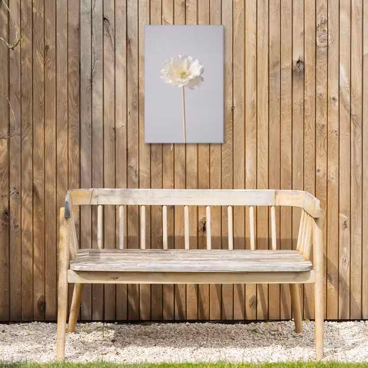 Bloem - Minimalistisch -Wit Tuinposter op houten frame 2 cm dik klein -sfeer4