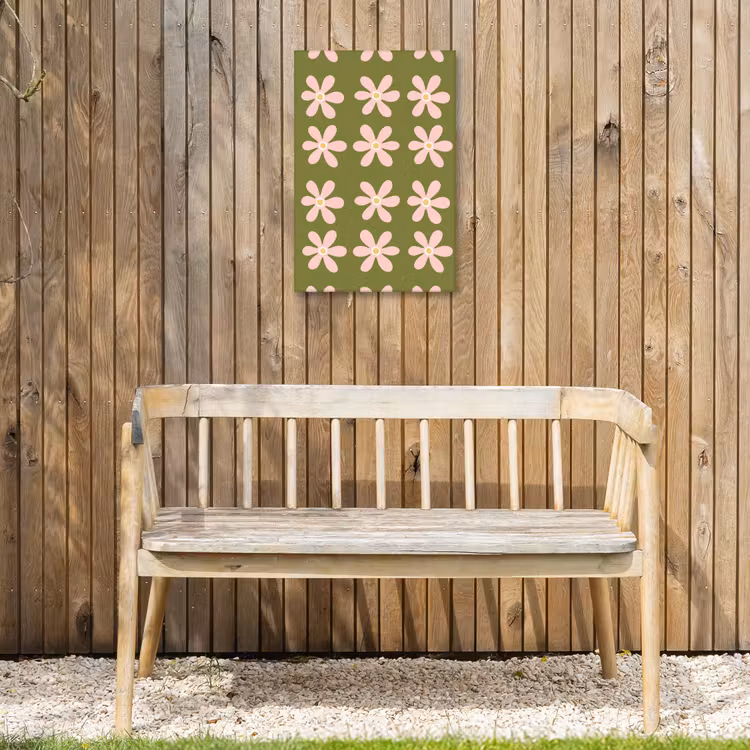 Bloem - Modern - Groen Tuinposter op houten frame 2 cm dik klein 841 -sfeer4