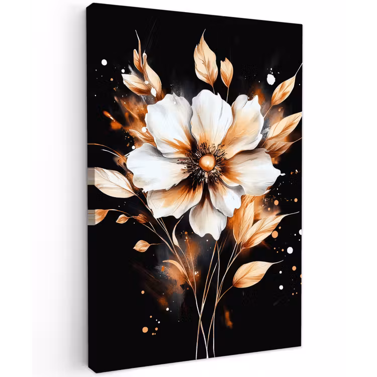 Bloem - Verf - Goud - Graffiti - Modern Tuinposter op houten frame 2 cm dik klein -3d