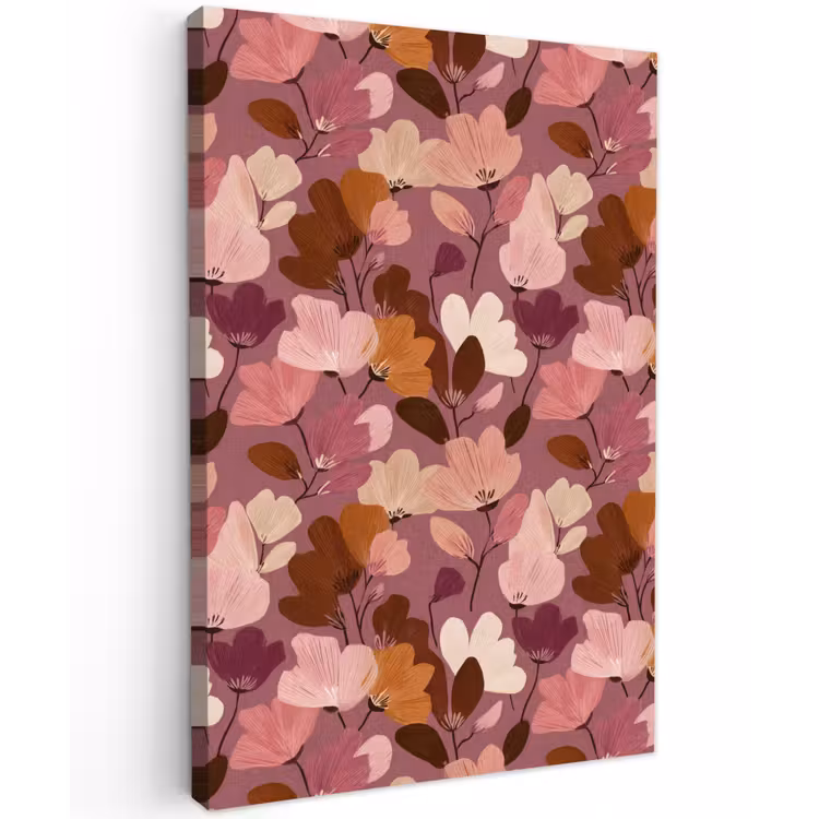 Bloem - Patroon - Roze Tuinposter op houten frame 2 cm dik klein 841 -3d