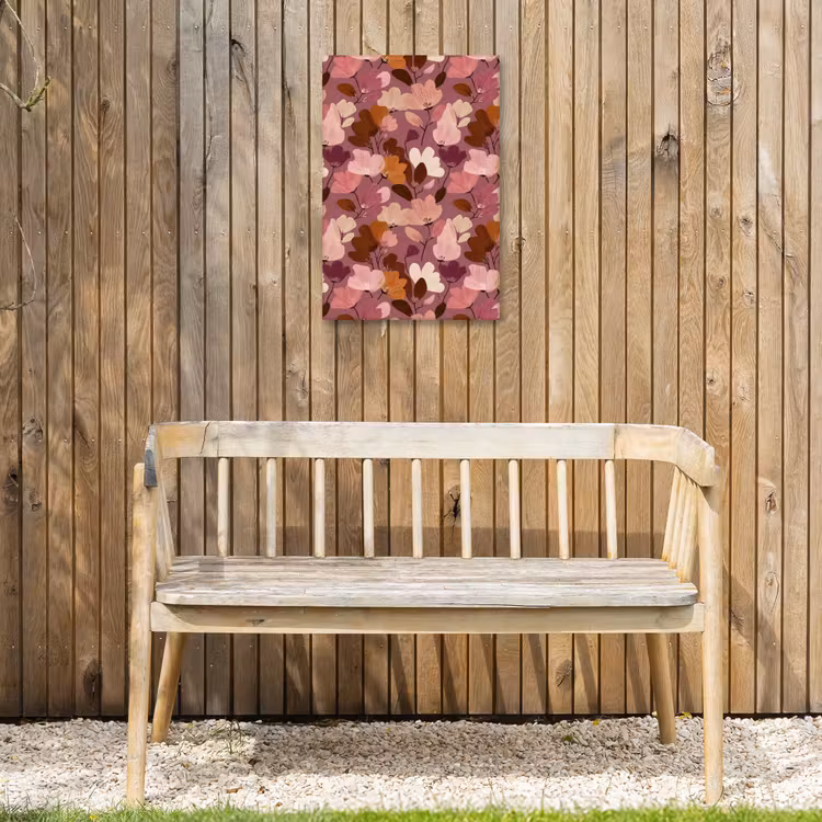 Bloem - Patroon - Roze Tuinposter op houten frame 2 cm dik klein 841 -sfeer4