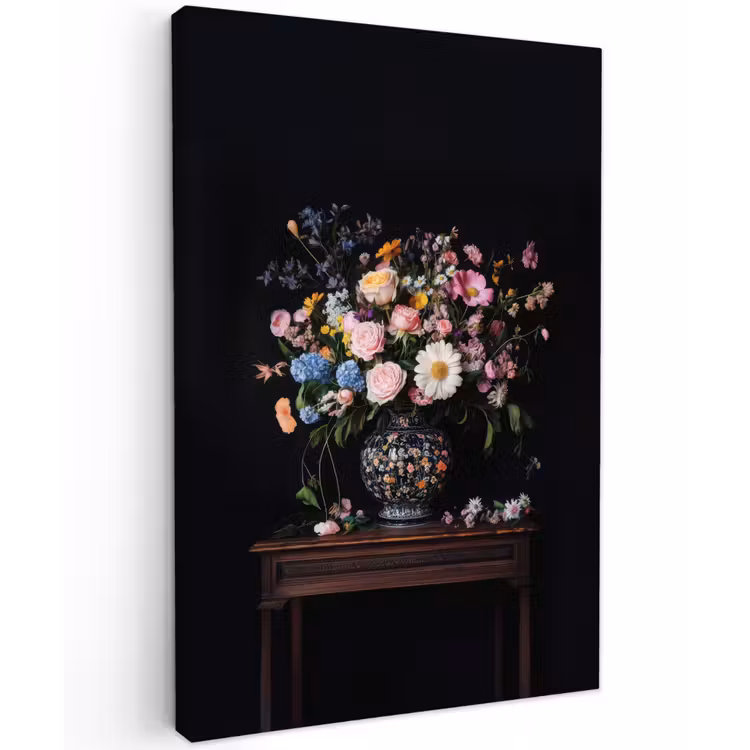 Bloemenvaas - Hout - Bloemen - Boeket Tuinposter op houten frame 2 cm dik klein -3d