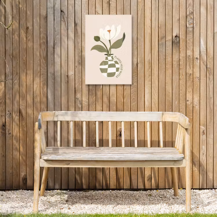 Bloem - Wit - Vaas - Quote Tuinposter op houten frame 2 cm dik klein -sfeer4