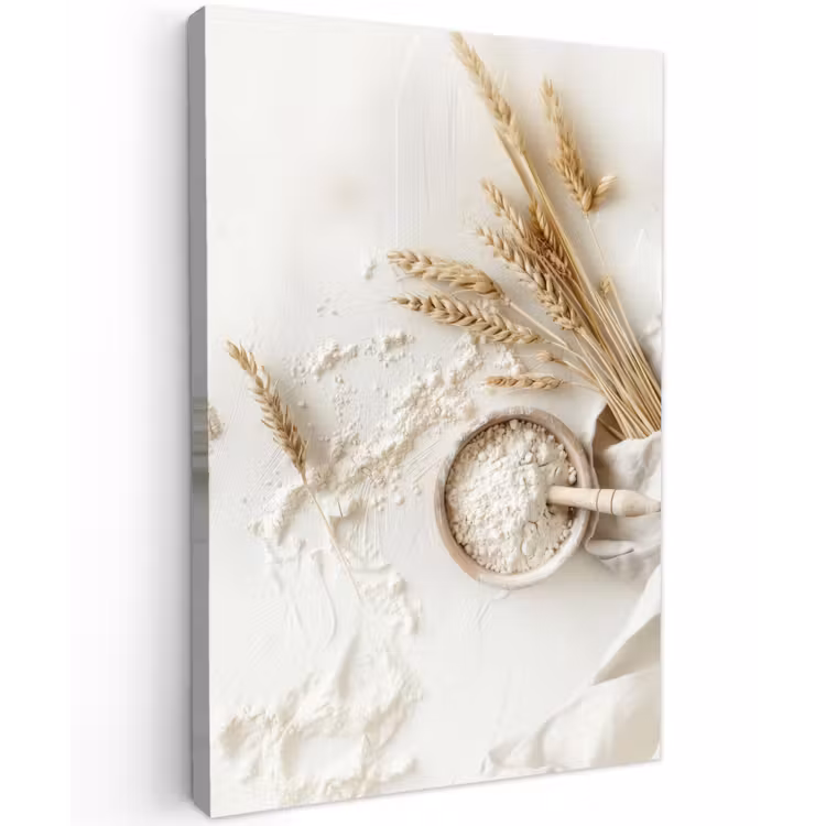 Bloem - Hout - Tarwe Tuinposter op houten frame 2 cm dik klein -3d