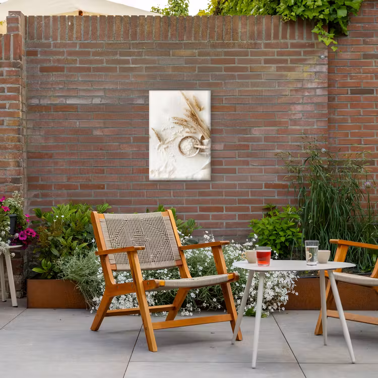 Bloem - Hout - Tarwe Tuinposter op houten frame 2 cm dik klein -sfeer3