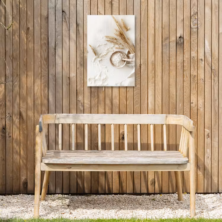 Bloem - Hout - Tarwe Tuinposter op houten frame 2 cm dik klein -sfeer4