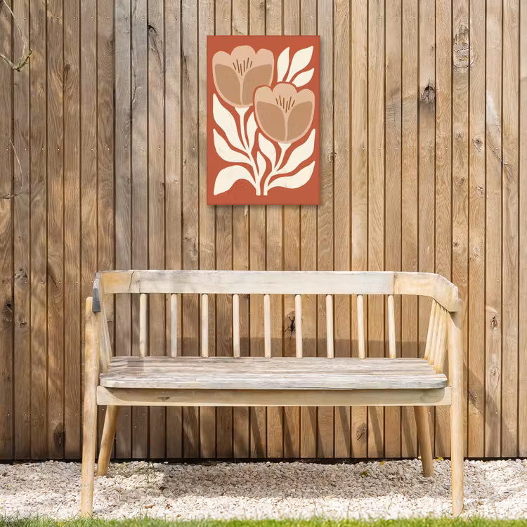 Bloemen - Abstract - Modern - Beige - Natuur Tuinposter op houten frame 2 cm dik klein -sfeer4