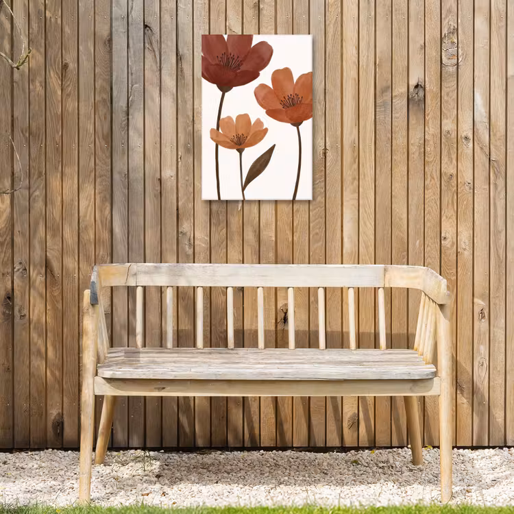 Bloemen - Abstract - Modern - Bruin - Decoratief Tuinposter op houten frame 2 cm dik klein -sfeer4