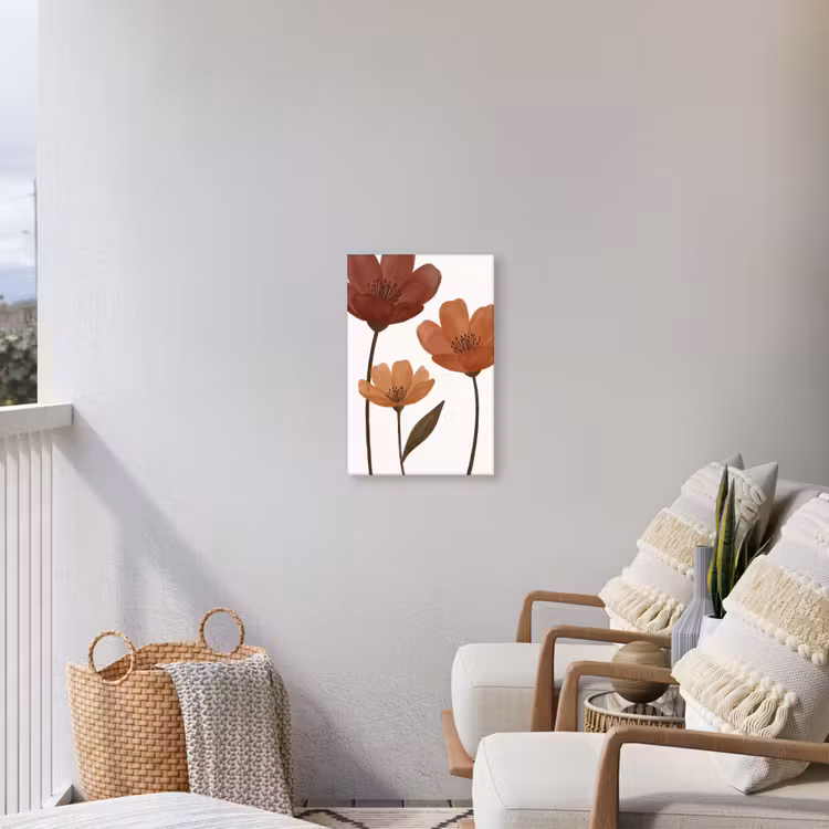 Bloemen - Abstract - Modern - Bruin - Decoratief Tuinposter op houten frame 2 cm dik klein -sfeer1