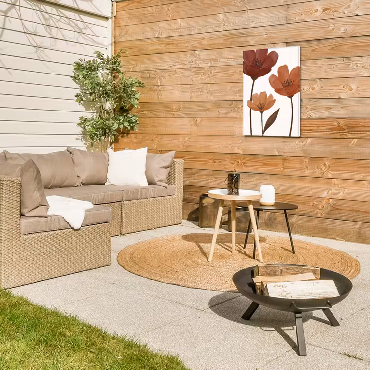 Bloemen - Abstract - Modern - Bruin - Decoratief Tuinposter op houten frame 2 cm dik klein -sfeer2