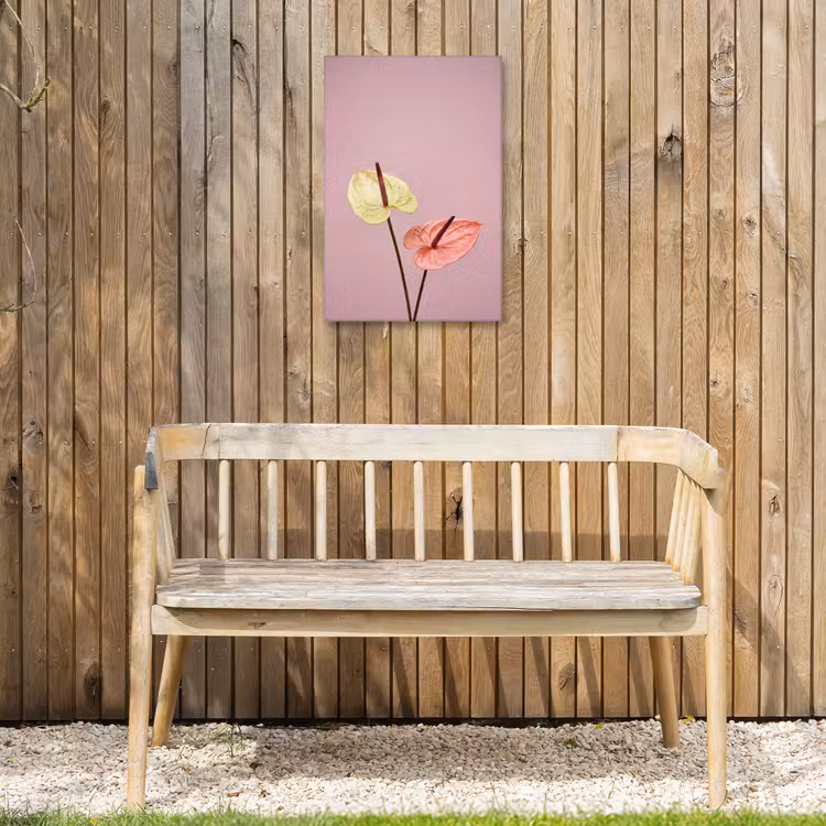 Bloemen - Anthuriums - Geel - Roze Tuinposter op houten frame 2 cm dik klein -sfeer4