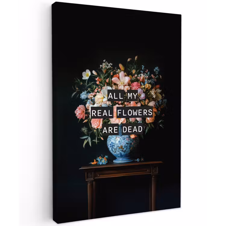 Bloemen - Art - Pastel - Quotes Tuinposter op houten frame 2 cm dik klein -3d