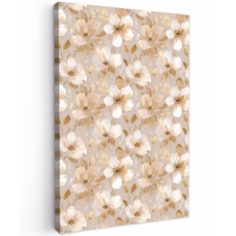 Bloemen - artistiek - Goud Tuinposter op houten frame 2 cm dik klein 841 -3d
