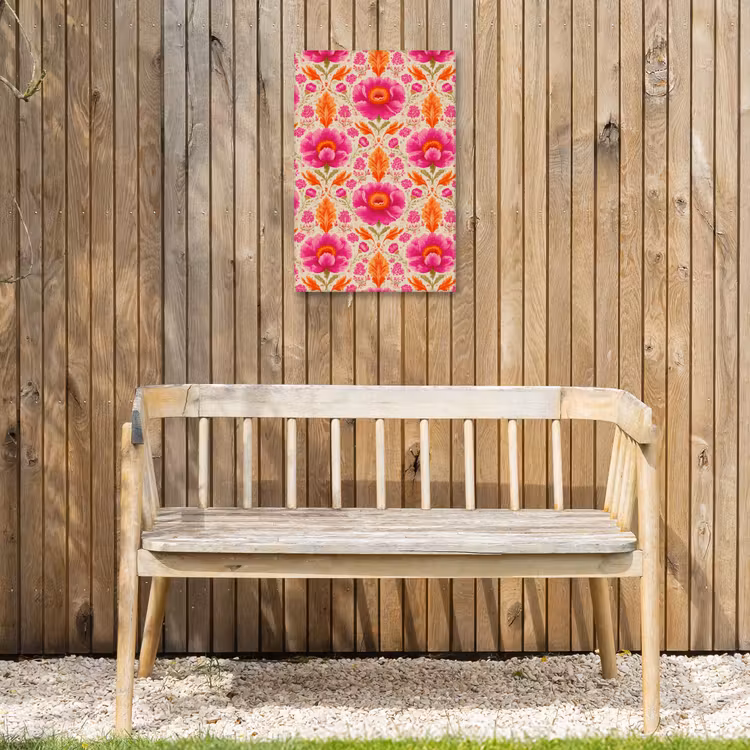 Bloemen - Barok - Roze - Oranje Tuinposter op houten frame 2 cm dik klein 841 -sfeer4