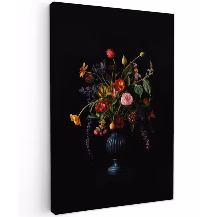 Bloemen - Bessen - Klassiek Tuinposter op houten frame 2 cm dik klein -3d