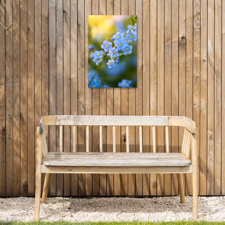 Bloemetjes - Blauw - Vergeet mij nietjes Tuinposter op houten frame 2 cm dik klein -sfeer4