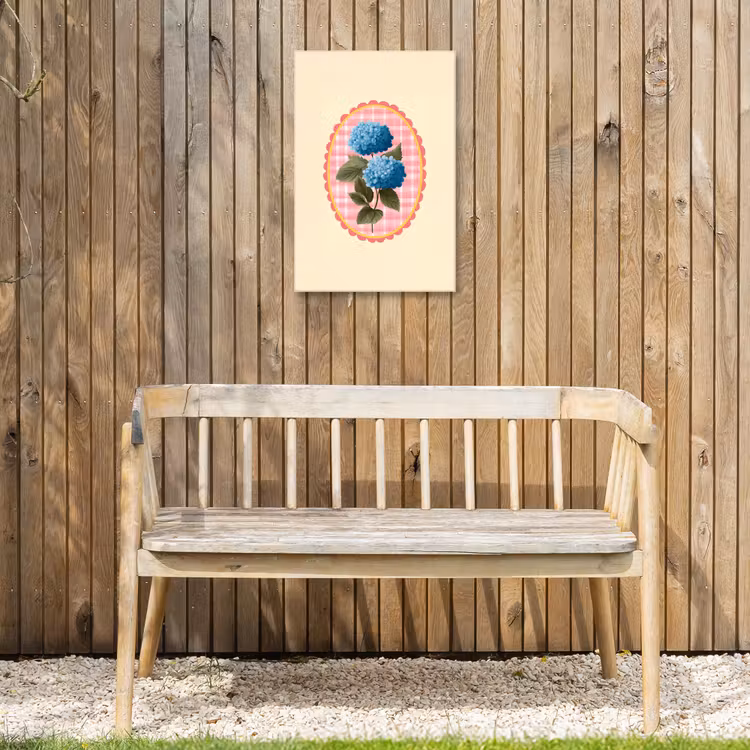 Bloemen - Blauw - Lijst - Bladeren Tuinposter op houten frame 2 cm dik klein -sfeer4