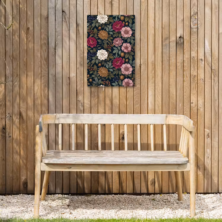 Bloemen - Botanisch - Illustratie - Donker - Vintage Tuinposter op houten frame 2 cm dik klein -sfeer4