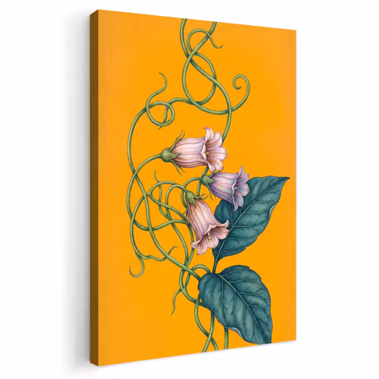 Outdoor Canvas Print - Flowers - Botanical - Yellow - Bloemen - Botanisch - Geel Tuinposter op houten frame 2 cm dik klein