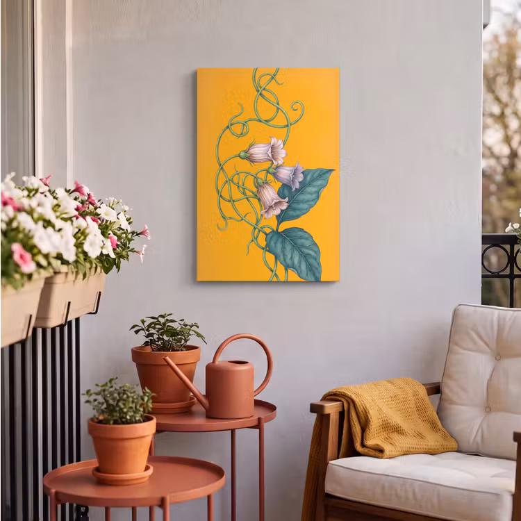 Outdoor Canvas Print - Flowers - Botanical - Yellow - Bloemen - Botanisch - Geel Tuinposter op houten frame 2 cm dik klein