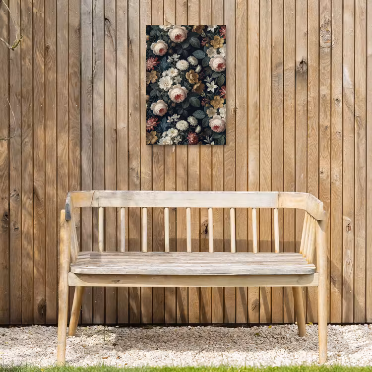 Bloemen - Boeket - Botanisch - Vintage - Donkere achtergrond Tuinposter op houten frame 2 cm dik klein -sfeer4