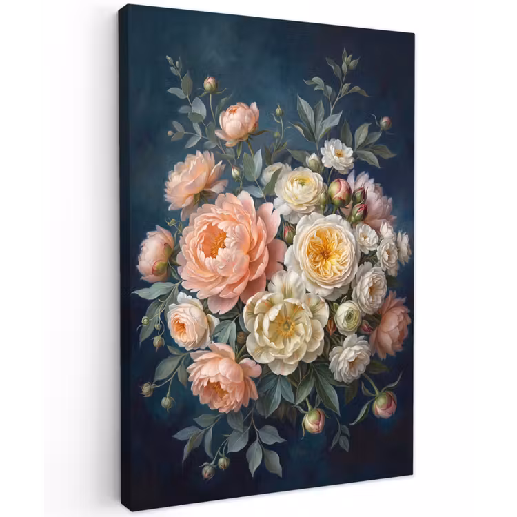 Bloemen - Boeket - Natuur - Klassiek - Kleurrijk Tuinposter op houten frame 2 cm dik klein -3d