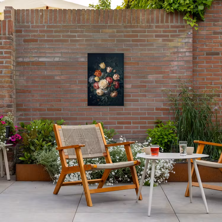 Bloemen - Boeket - Natuur - Klassiek - Donker Tuinposter op houten frame 2 cm dik klein -sfeer3
