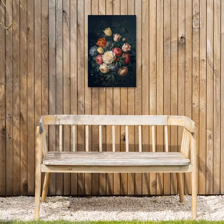Bloemen - Boeket - Natuur - Klassiek - Donker Tuinposter op houten frame 2 cm dik klein -sfeer4