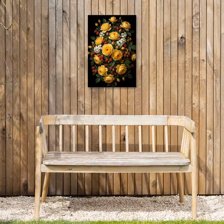 Bloemen - Boeket - Natuur - Klassiek - Geel Tuinposter op houten frame 2 cm dik klein -sfeer4