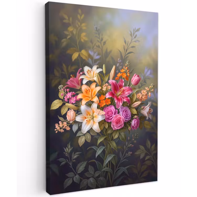 Bloemen - Boeket - Natuur - Kleurrijk - Modern Tuinposter op houten frame 2 cm dik klein -3d