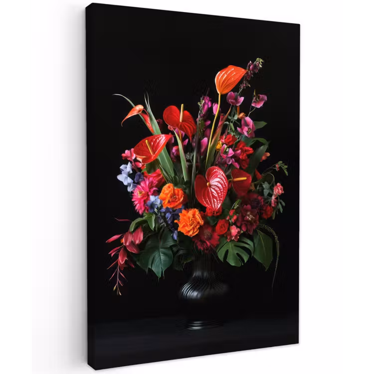 Bloemen - Boeket - Sierlijk Tuinposter op houten frame 2 cm dik klein -3d