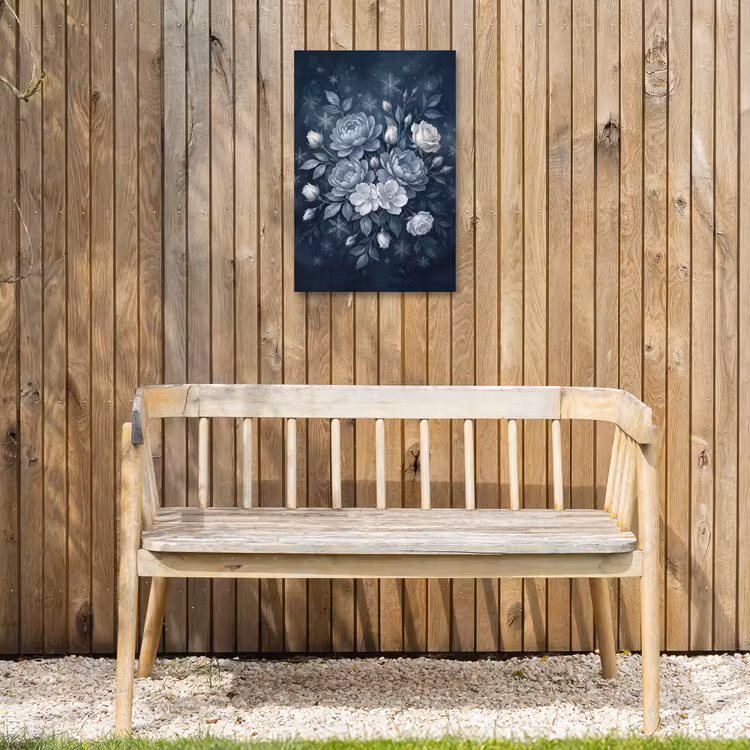 Bloemen - Boeket - Winter - Abstract - Blauw Tuinposter op houten frame 2 cm dik klein -sfeer4