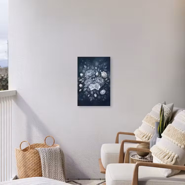 Bloemen - Boeket - Winter - Abstract - Blauw Tuinposter op houten frame 2 cm dik klein -sfeer1