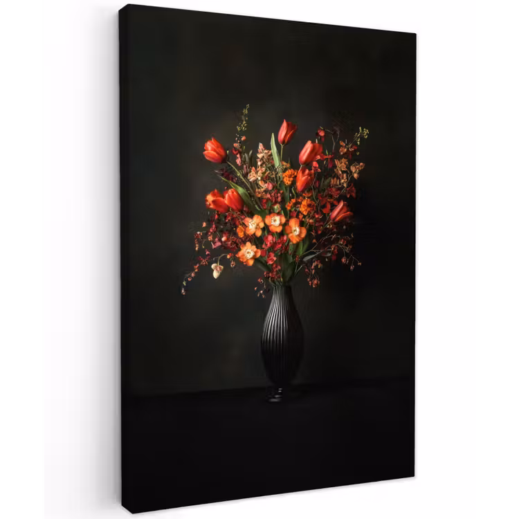 Bloemen - Takken - Boeket Tuinposter op houten frame 2 cm dik klein -3d