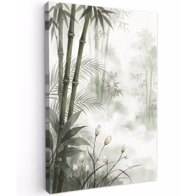 Bloemen - Knop - Tuin - Illustratie - Wit Tuinposter op houten frame 2 cm dik klein -3d