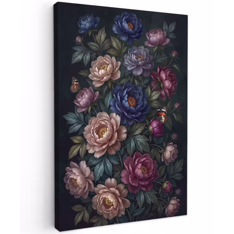 Bloemen - Vlinder - Natuur - Modern - Paars Tuinposter op houten frame 2 cm dik klein -3d