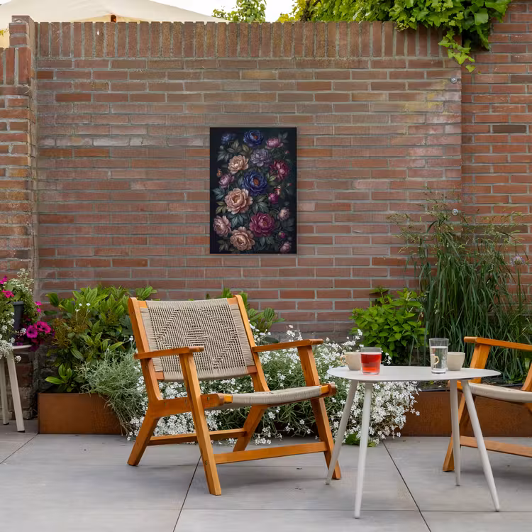 Bloemen - Vlinder - Natuur - Modern - Paars Tuinposter op houten frame 2 cm dik klein -sfeer3