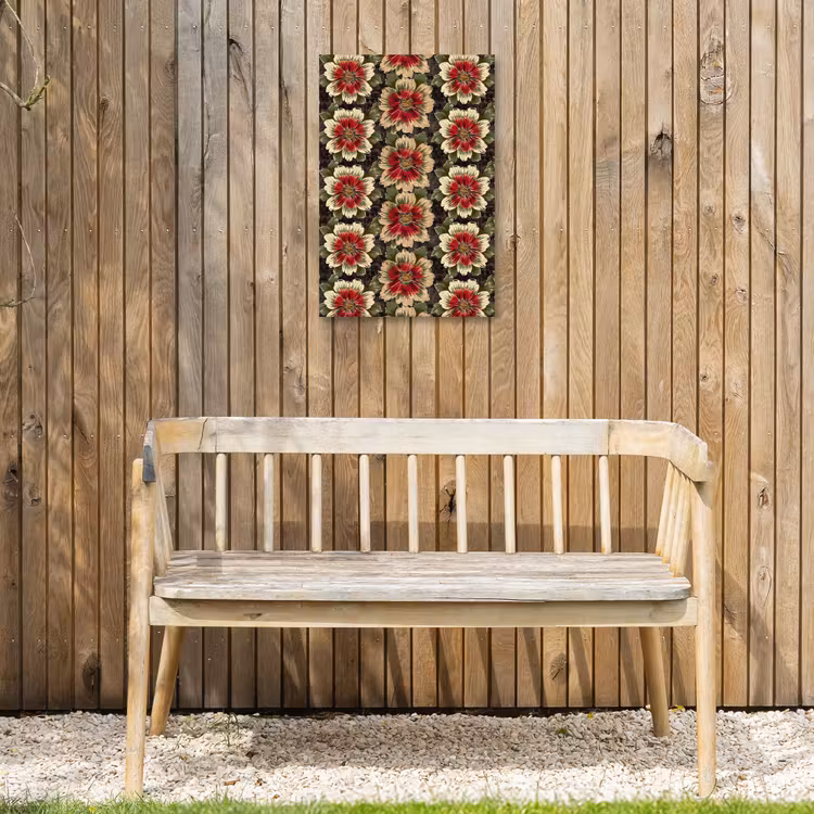 Bloemen - Klassiek - Patroon - Rood Tuinposter op houten frame 2 cm dik klein 841 -sfeer4