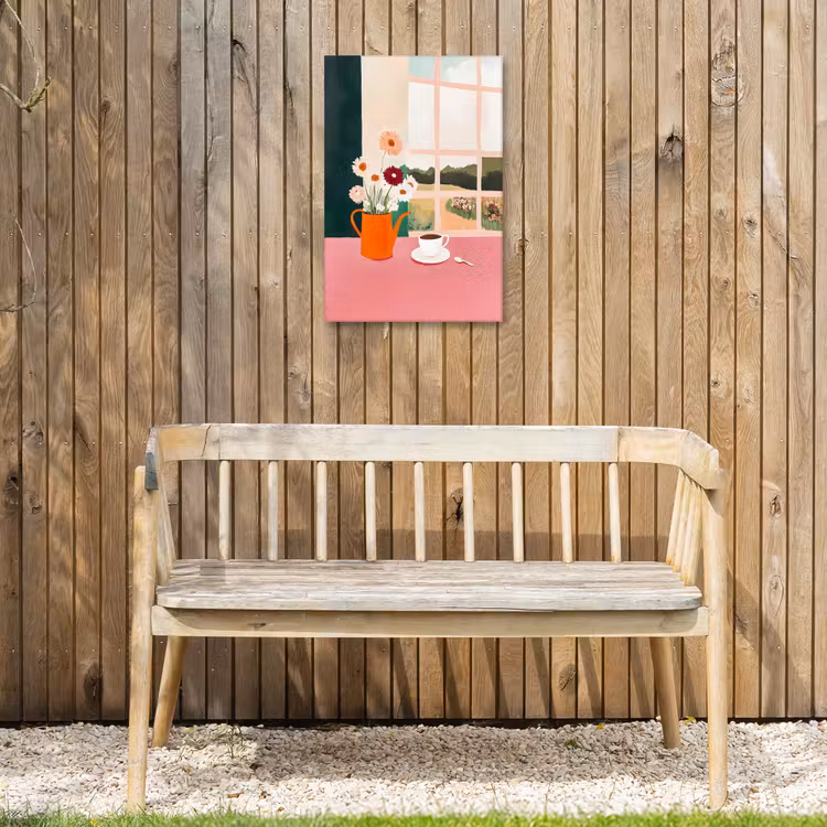Bloemen - Koffie - Raam Tuinposter op houten frame 2 cm dik klein -sfeer4
