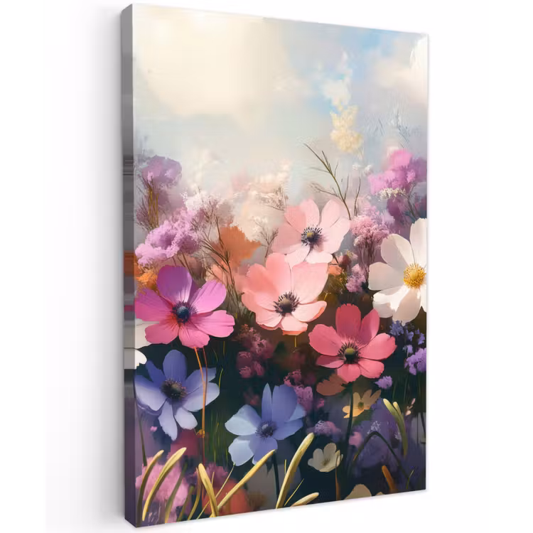 Bloemen - Kleurrijk - Bloei Tuinposter op houten frame 2 cm dik klein -3d
