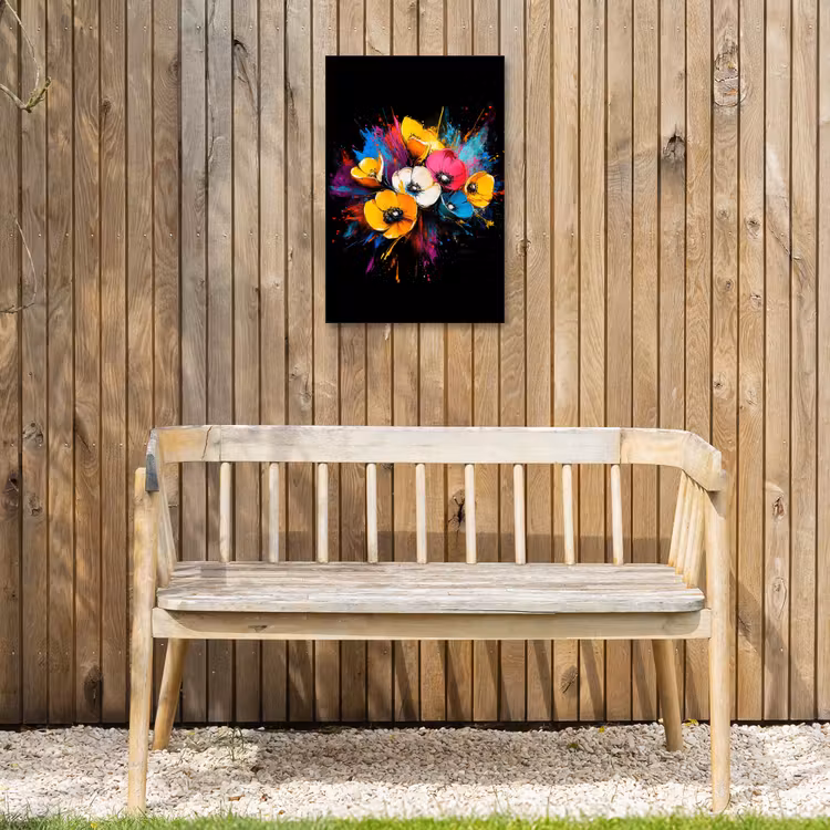 Bloemen - Kleurrijk - Graffiti - Modern - Boeket Tuinposter op houten frame 2 cm dik klein -sfeer4
