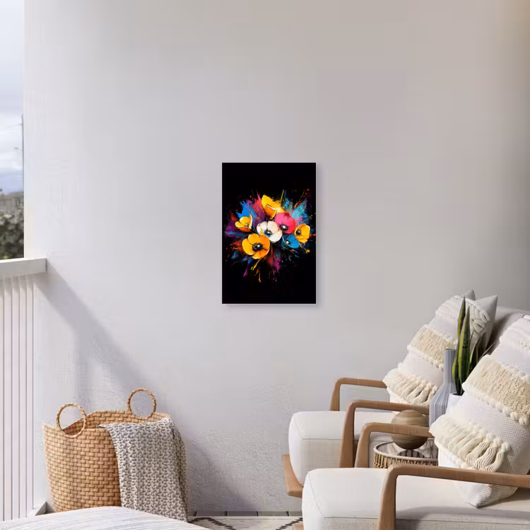 Bloemen - Kleurrijk - Graffiti - Modern - Boeket Tuinposter op houten frame 2 cm dik klein -sfeer1