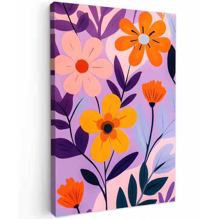 Bloemen - Kleurrijk - Bladeren Tuinposter op houten frame 2 cm dik klein -3d