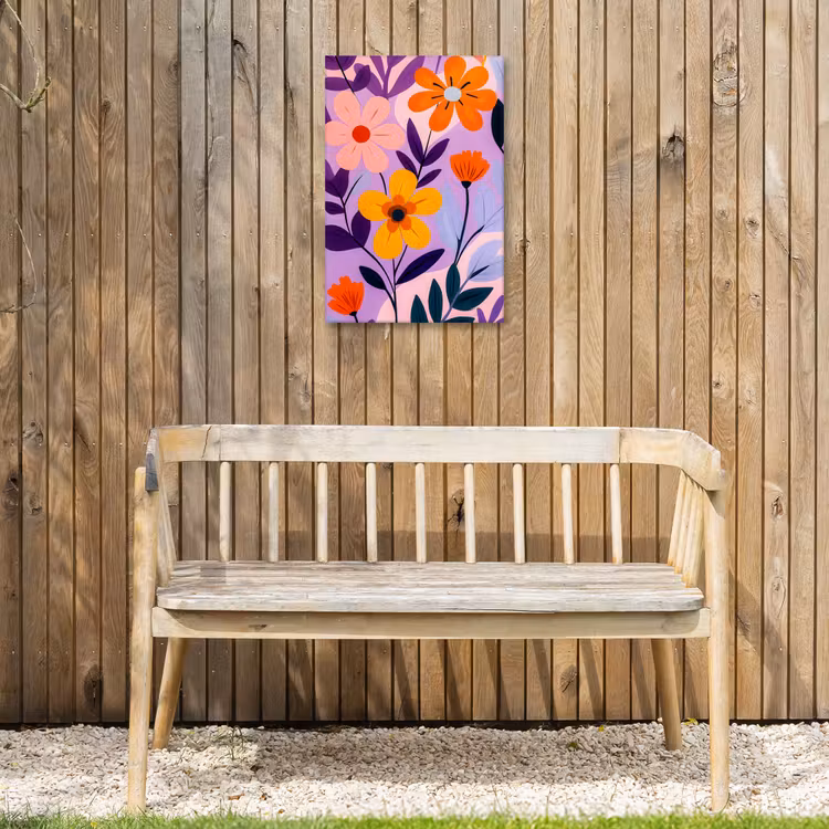 Bloemen - Kleurrijk - Bladeren Tuinposter op houten frame 2 cm dik klein -sfeer4