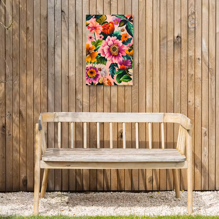 Bloemen - Kleurrijk - Roze Tuinposter op houten frame 2 cm dik klein -sfeer4