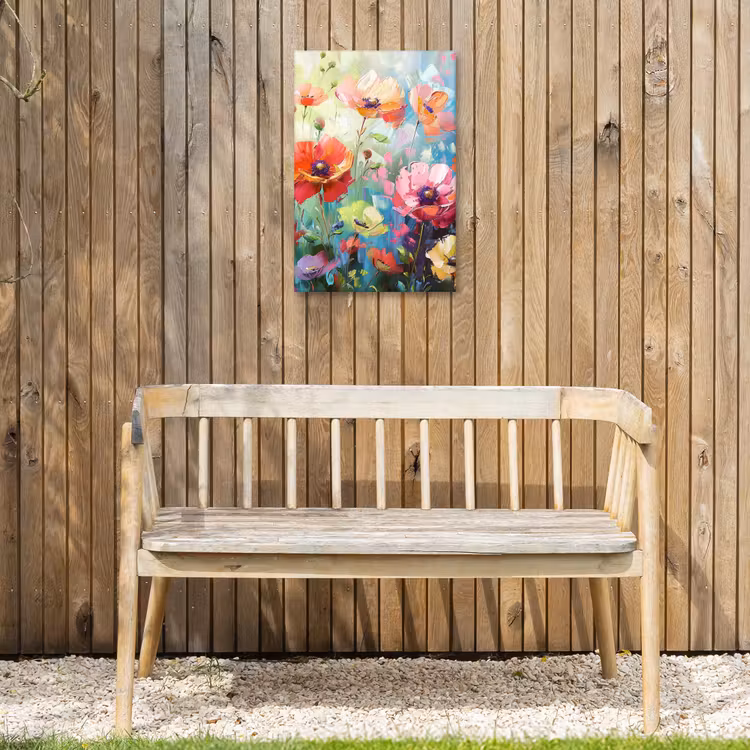 Bloemen - Kleurrijk - Waterverf - Natuur - Zomer Tuinposter op houten frame 2 cm dik klein -sfeer4