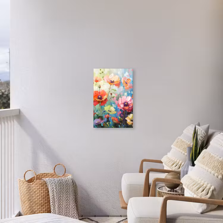 Bloemen - Kleurrijk - Waterverf - Natuur - Zomer Tuinposter op houten frame 2 cm dik klein -sfeer1